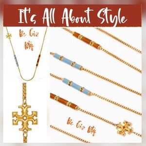 Authentic Tory Burch Kira 18K Gold-Plate & Enamel Long Necklace